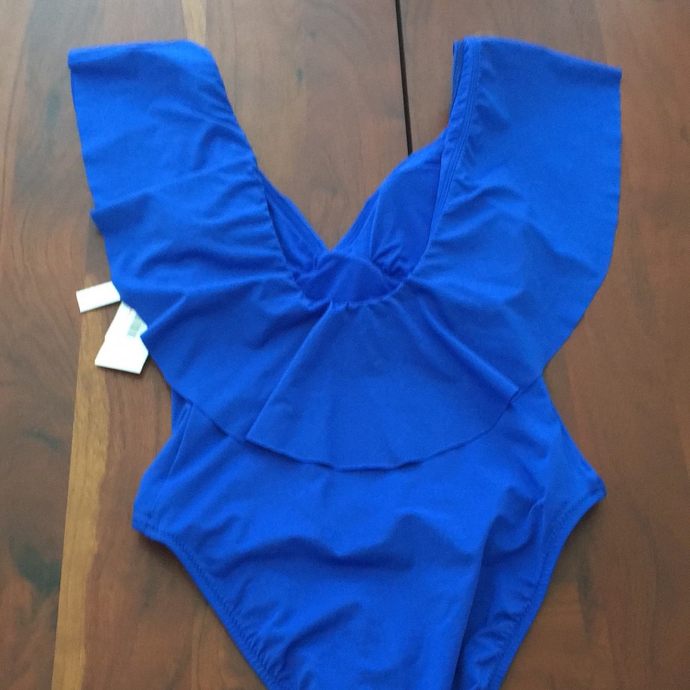 NWT Trina Turk one piece ruffle trim swimsuit S M 6 8 - Picture 13 of 15